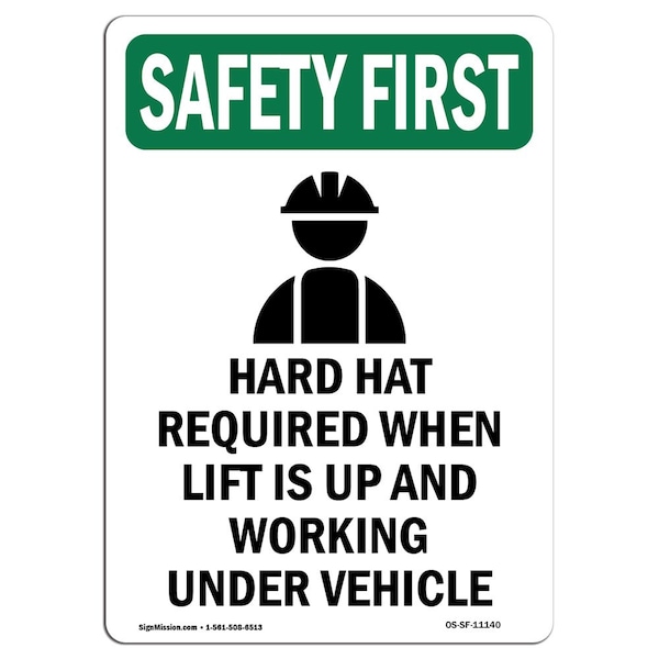 OSHA, Hard Hat Required, 24in X 18in Rigid Plastic, 18" W, 24" H, Portrait, OS-SF-P-1824-V-11140
